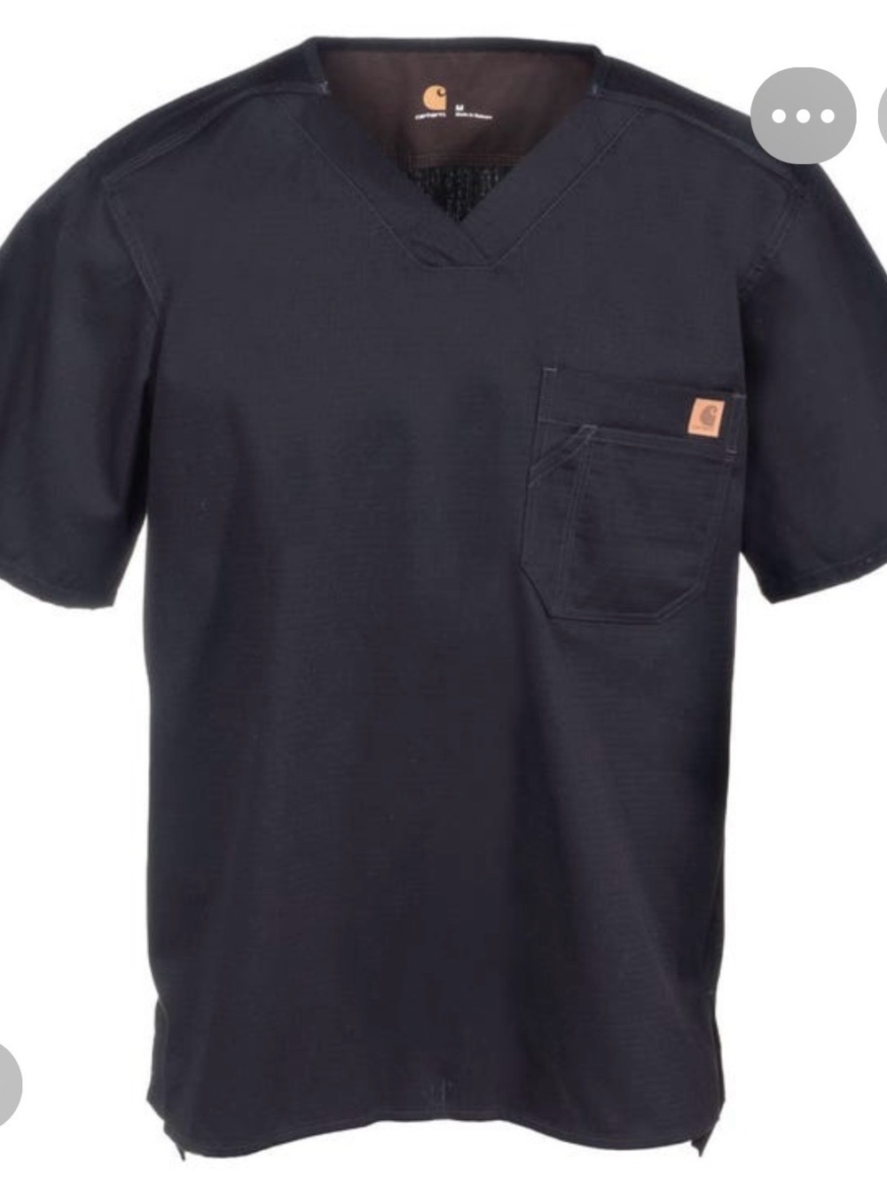 3X MENS Carhartt Black Short Sleeve V‑Neck Scrub Set - Ripstop Fabric
